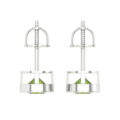 1 ctw Peridot Studs Earrings | 5.0mm Round Cut White Gold Screw back | August Birthstone
