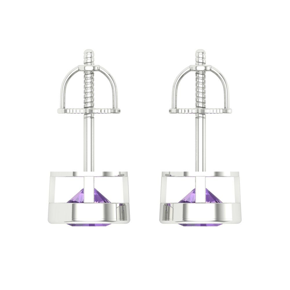 1 ctw Alexandrite Studs Earrings | 5.0mm Round Cut White Gold Screw back | June Birthstone