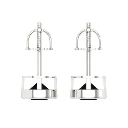 1 ctw Onyx Studs Earrings | 5.0mm Round Cut White Gold Screw back | July Birthstone