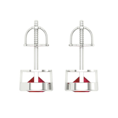 1 ctw Pink Tourmaline Studs Earrings | 5.0mm Round Cut White Gold Screw back | April Birthstone