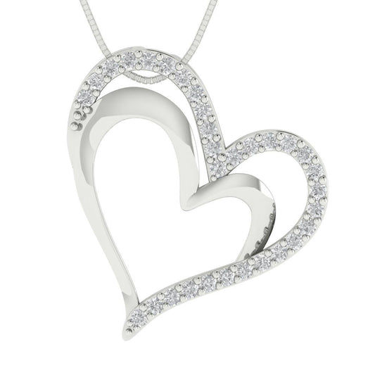 0.31cttw Round Cut Clear Gold-Plated 925 Silver Pendant and 16" Box-Chain Necklace