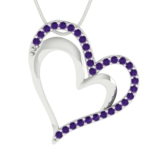 0.31cttw Round Cut Amethyst Gold-Plated 925 Silver Pendant and 16" Box-Chain Necklace