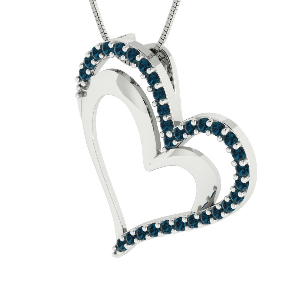 0.31 tcw Necklace Pendant - 14K White Gold Round Cut Charm London - Adjustable Length - 15in Box Chain to 18in