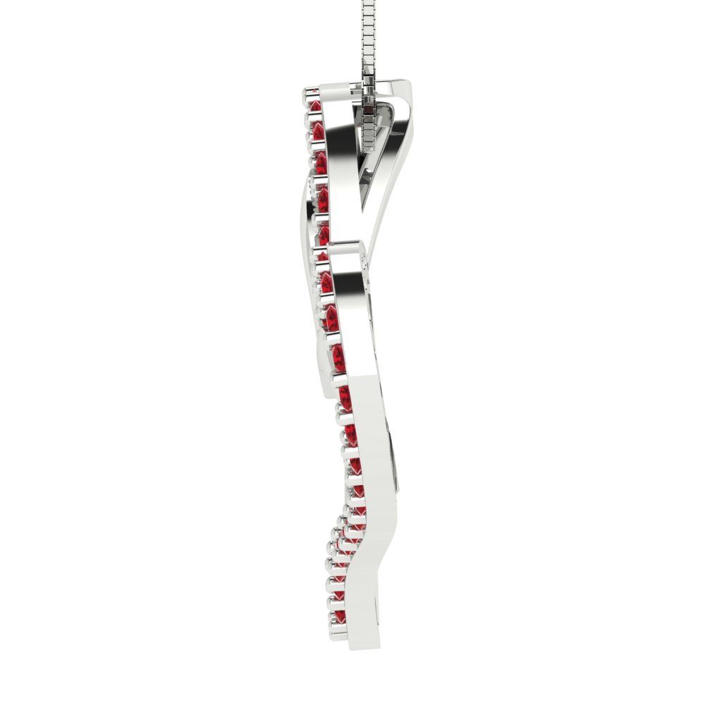 0.31 tcw Necklace Pendant - 14K White Gold Round Cut Charm Pink Tourmaline - Adjustable Length - 15in Box Chain to 18in