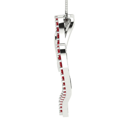 0.31 tcw Necklace Pendant - 14K White Gold Round Cut Charm Pink Tourmaline - Adjustable Length - 15in Box Chain to 18in