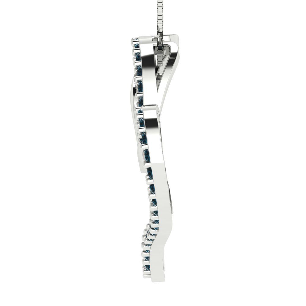 0.31 tcw Necklace Pendant - 14K White Gold Round Cut Charm London - Adjustable Length - 15in Box Chain to 18in