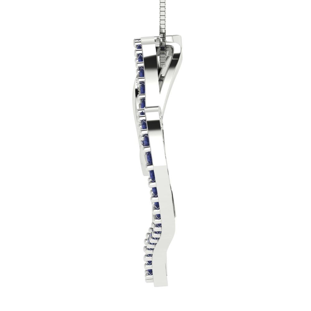 0.31cttw Round Cut Blue Sapphire Gold-Plated 925 Silver Pendant and 16" Box-Chain Necklace