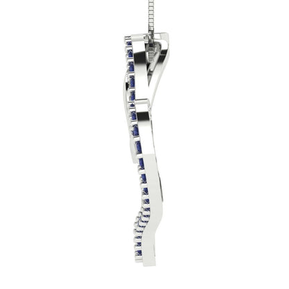 0.31cttw Round Cut Blue Sapphire Gold-Plated 925 Silver Pendant and 16" Box-Chain Necklace
