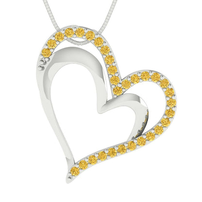 0.31cttw Round Cut Citrine Gold-Plated 925 Silver Pendant and 16" Box-Chain Necklace