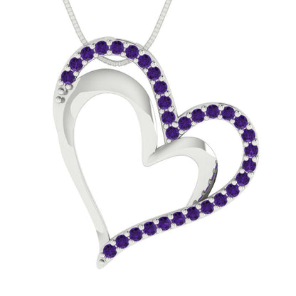 0.31cttw Round Cut Amethyst Gold-Plated 925 Silver Pendant and 16" Box-Chain Necklace