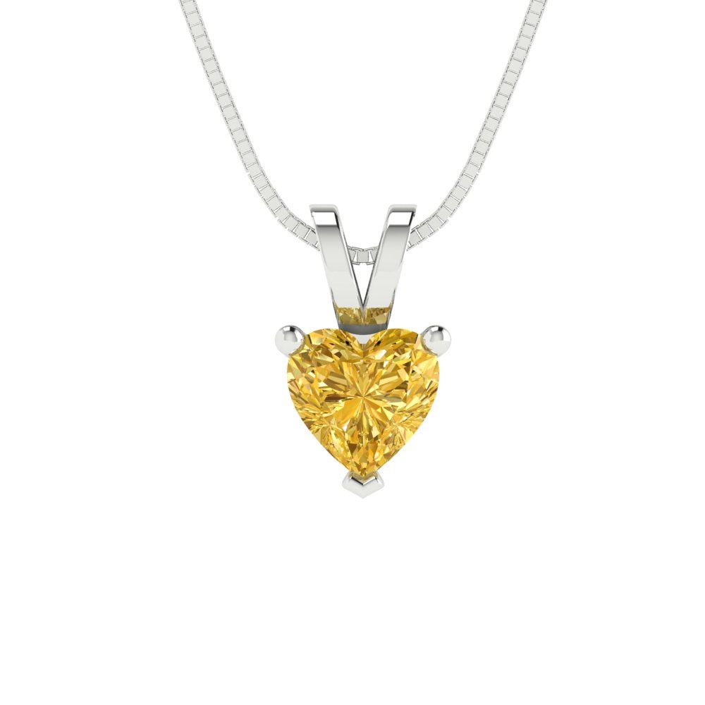 0.5cttw Heart Cut Citrine Gold-Plated 925 Silver Pendant and 16" Box-Chain Necklace