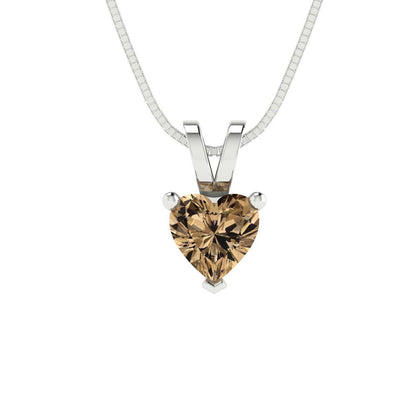 0.5cttw Heart Cut Champagne Gold-Plated 925 Silver Pendant and 16" Box-Chain Necklace