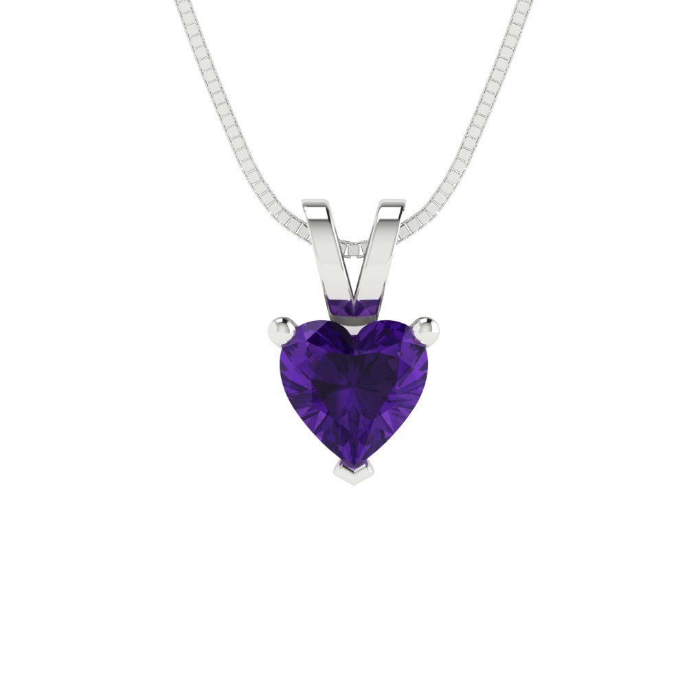 0.5cttw Heart Cut Amethyst Gold-Plated 925 Silver Pendant and 16" Box-Chain Necklace