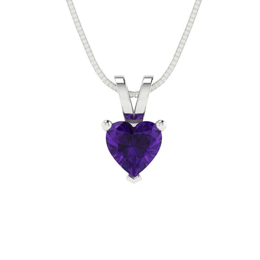 0.5cttw Heart Cut Amethyst Gold-Plated 925 Silver Pendant and 16" Box-Chain Necklace