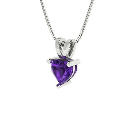 0.5cttw Heart Cut Amethyst Gold-Plated 925 Silver Pendant and 16" Box-Chain Necklace