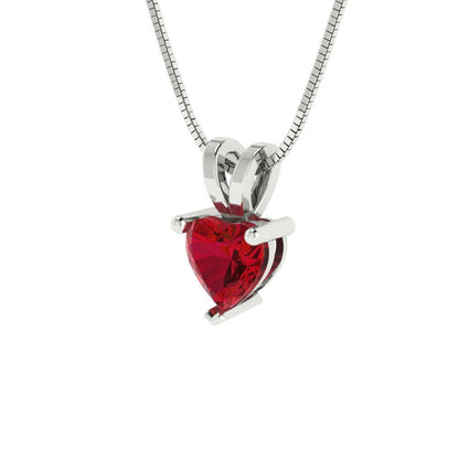 0.5 tcw Necklace Pendant - 14K White Gold Heart Cut Solitaire  Pink Tourmaline - Adjustable Length - 15in Box Chain to 18in