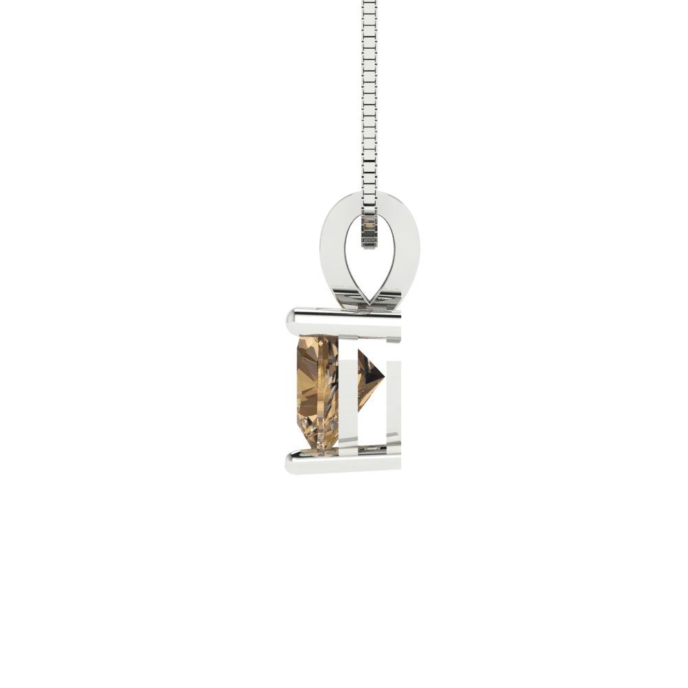 0.5cttw Heart Cut Champagne Gold-Plated 925 Silver Pendant and 16" Box-Chain Necklace