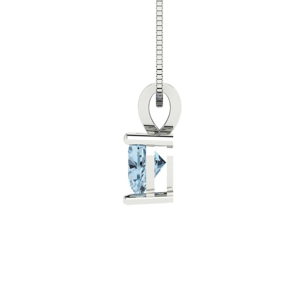 0.5 tcw Necklace Pendant - 14K White Gold Heart Cut Solitaire  Sky Blue Topaz - Adjustable Length - 15in Box Chain to 18in