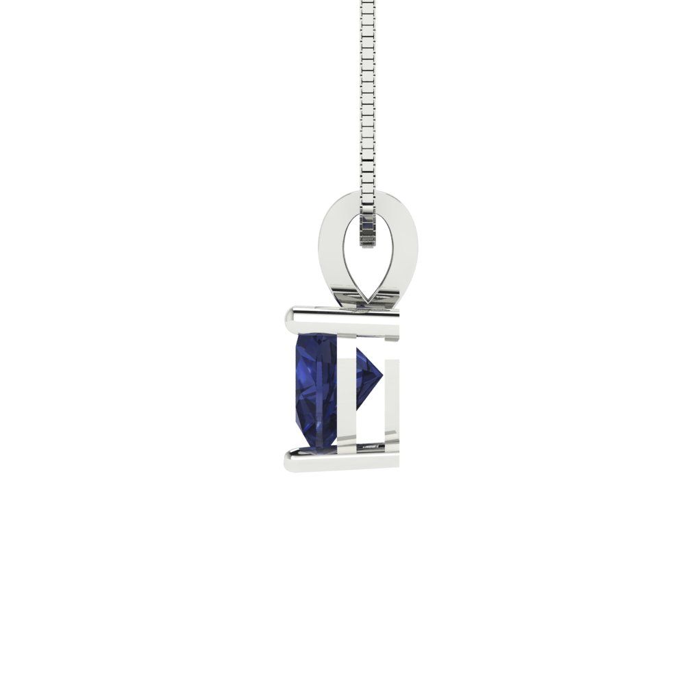 0.5cttw Heart Cut Blue Sapphire Gold-Plated 925 Silver Pendant and 16" Box-Chain Necklace