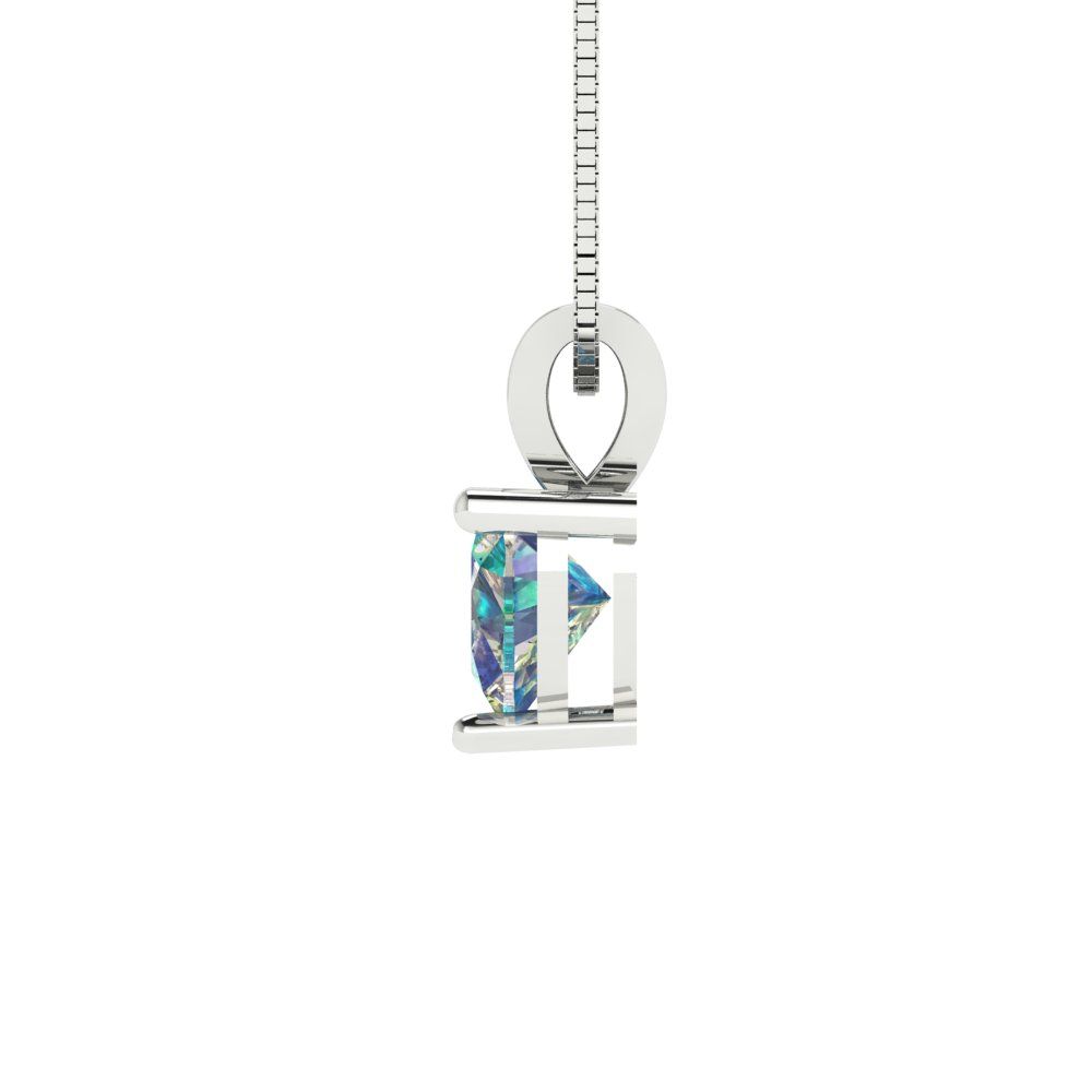 0.5cttw Heart Cut Blue Moissanite Gold-Plated 925 Silver Pendant and 16" Box-Chain Necklace