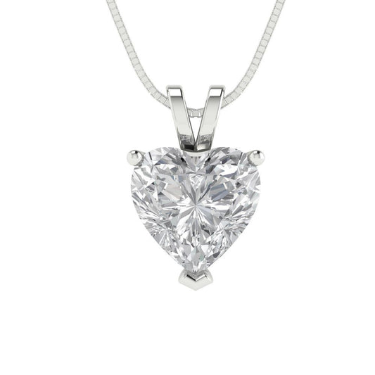 2cttw Heart Cut Clear Gold-Plated 925 Silver Pendant and 16" Box-Chain Necklace