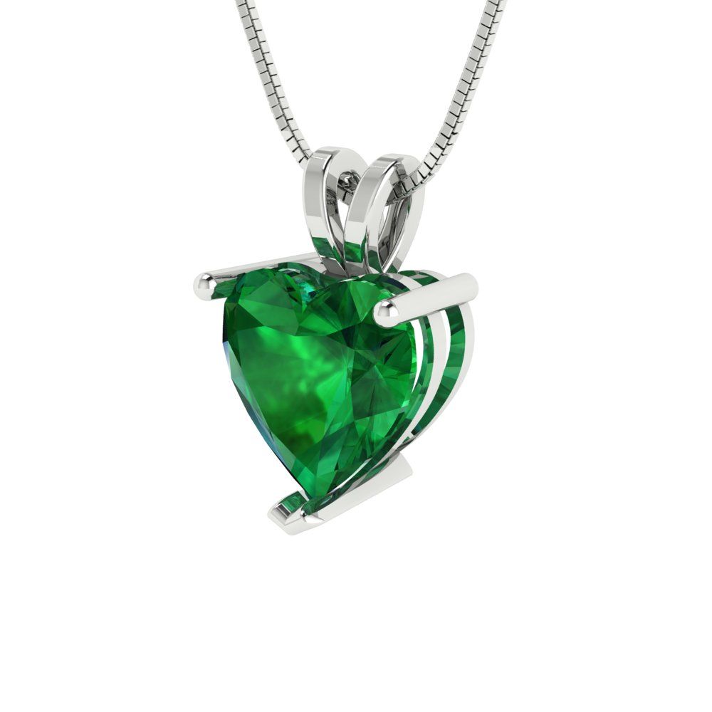 2cttw Heart Cut Emerald Gold-Plated 925 Silver Pendant and 16" Box-Chain Necklace