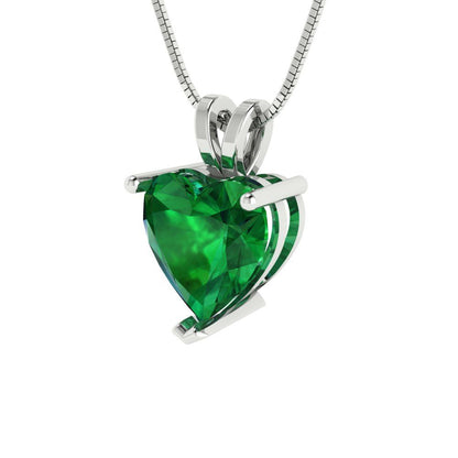 2cttw Heart Cut Emerald Gold-Plated 925 Silver Pendant and 16" Box-Chain Necklace