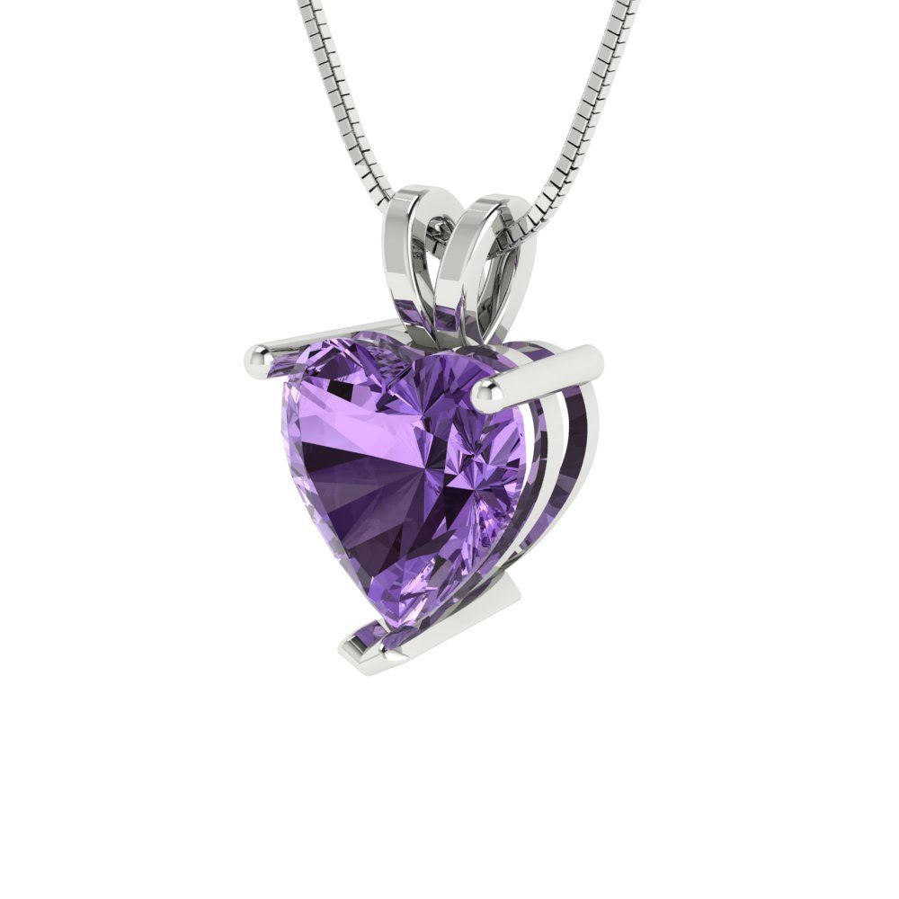 2cttw Heart Cut Alexandrite Gold-Plated 925 Silver Pendant and 16" Box-Chain Necklace