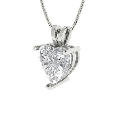 2cttw Heart Cut Clear Gold-Plated 925 Silver Pendant and 16" Box-Chain Necklace