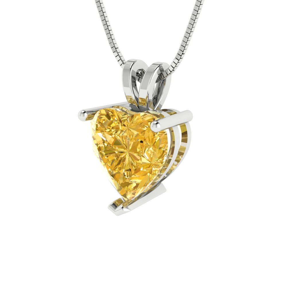 2cttw Heart Cut Citrine Gold-Plated 925 Silver Pendant and 16" Box-Chain Necklace