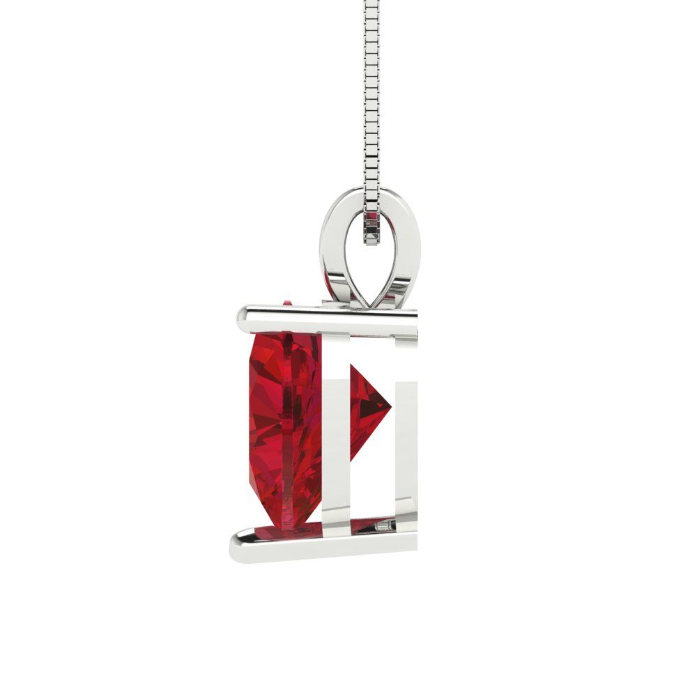 2 tcw Necklace Pendant - 14K White Gold Heart Cut Solitaire  Pink Tourmaline - Adjustable Length - 15in Box Chain to 18in