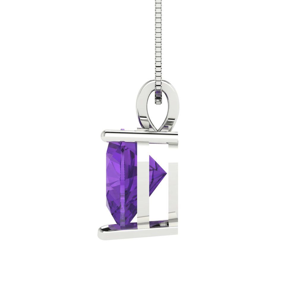 2cttw Heart Cut Amethyst Gold-Plated 925 Silver Pendant and 16" Box-Chain Necklace