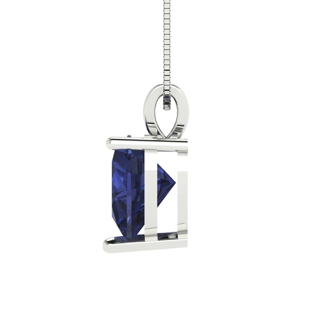 2cttw Heart Cut Blue Sapphire Gold-Plated 925 Silver Pendant and 16" Box-Chain Necklace