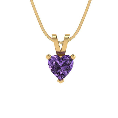 0.5cttw Heart Cut Alexandrite Gold-Plated 925 Silver Pendant and 16" Box-Chain Necklace