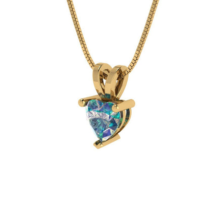 0.5cttw Heart Cut Blue Moissanite Gold-Plated 925 Silver Pendant and 16" Box-Chain Necklace