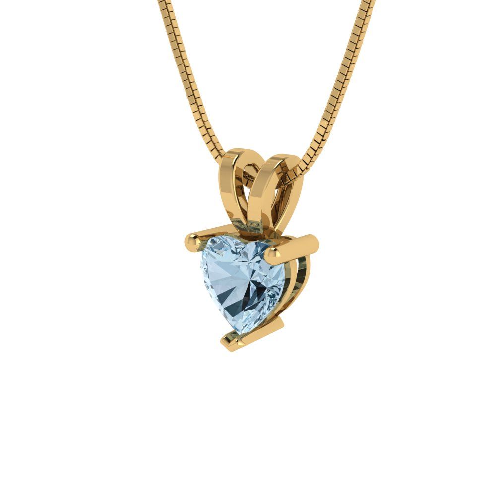 0.5 tcw Necklace Pendant - 14K White Gold Heart Cut Solitaire  Sky Blue Topaz - Adjustable Length - 15in Box Chain to 18in