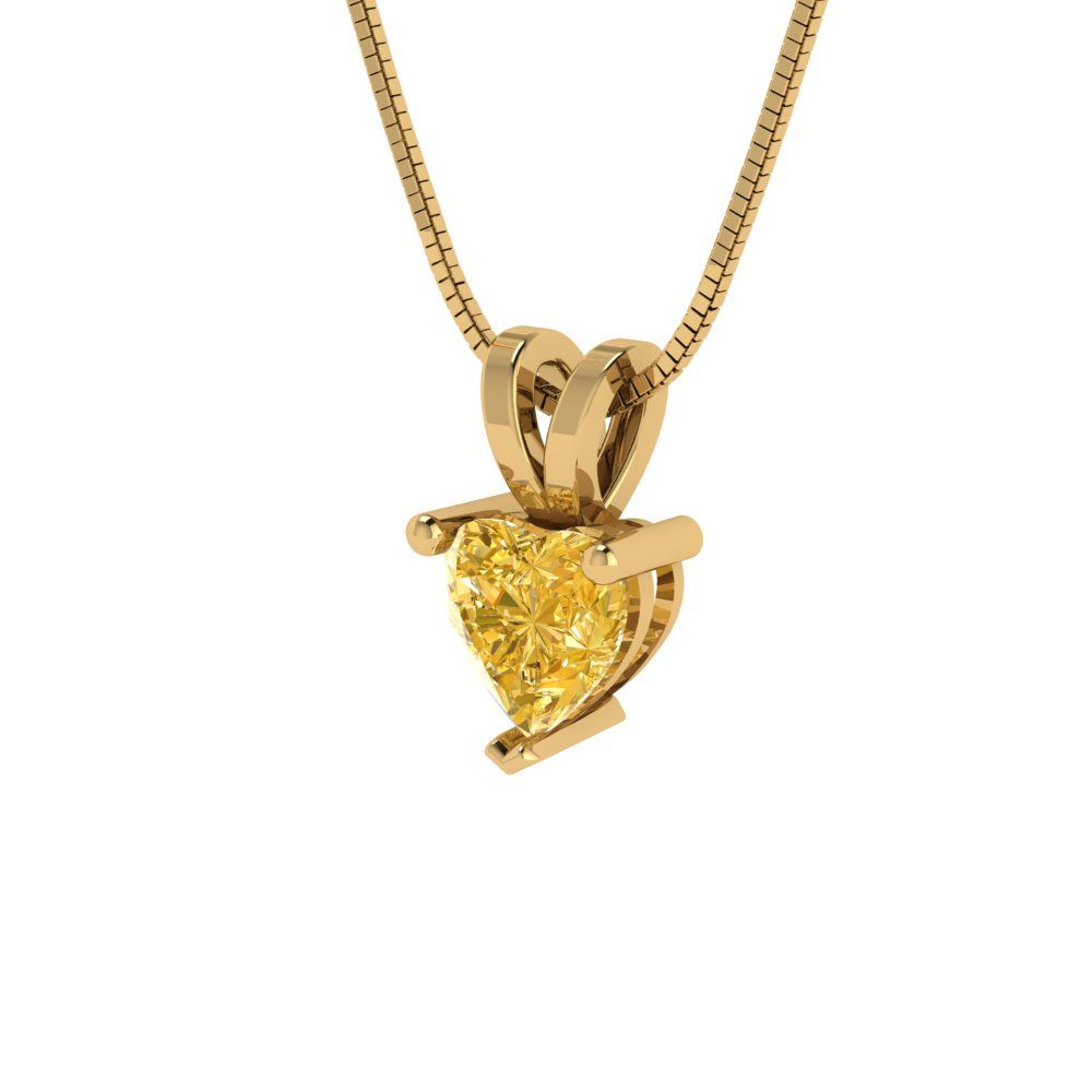 0.5cttw Heart Cut Citrine Gold-Plated 925 Silver Pendant and 16" Box-Chain Necklace