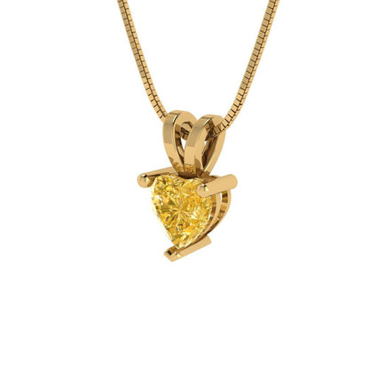 0.5cttw Heart Cut Citrine Gold-Plated 925 Silver Pendant and 16" Box-Chain Necklace