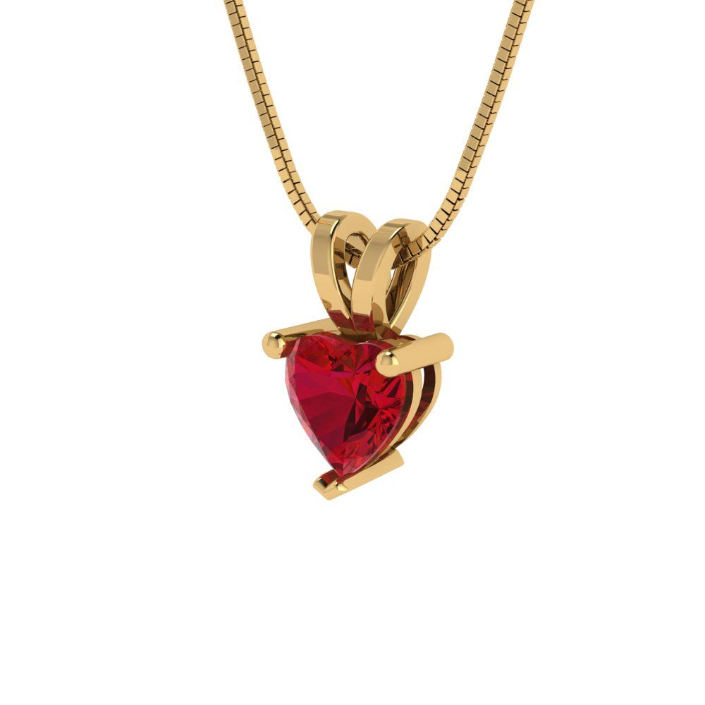 0.5 tcw Necklace Pendant - 14K White Gold Heart Cut Solitaire  Pink Tourmaline - Adjustable Length - 15in Box Chain to 18in