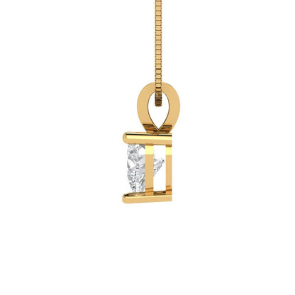 0.5 tcw Necklace Pendant - 14K White Gold Heart Cut Solitaire  White Sapphire - Adjustable Length - 15in Box Chain to 18in