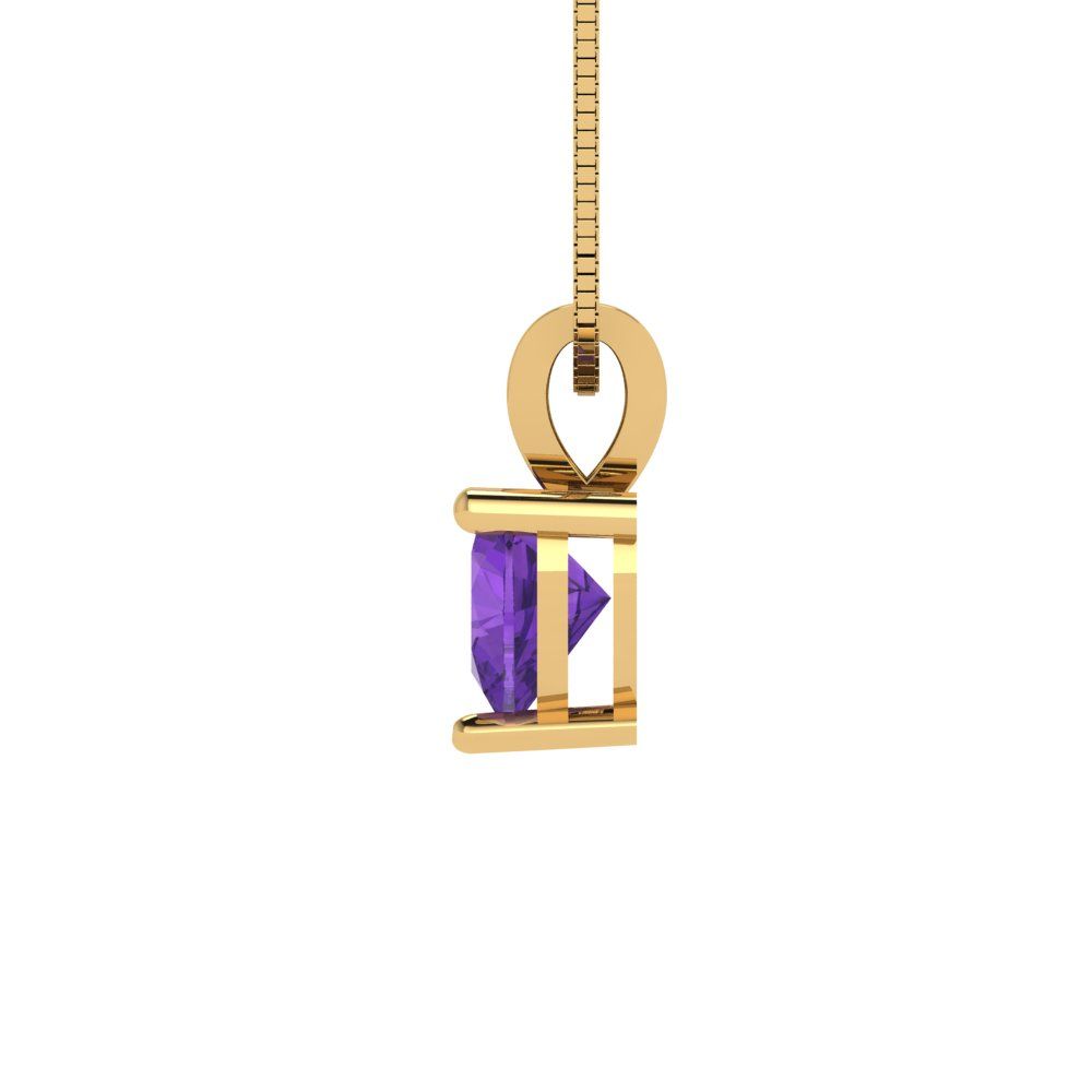 0.5cttw Heart Cut Amethyst Gold-Plated 925 Silver Pendant and 16" Box-Chain Necklace