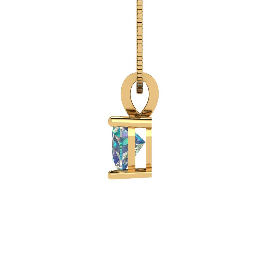 0.5 tcw Necklace Pendant - 14K White Gold Heart Cut Solitaire  Blue Moissanite - Adjustable Length - 15in Box Chain to 18in