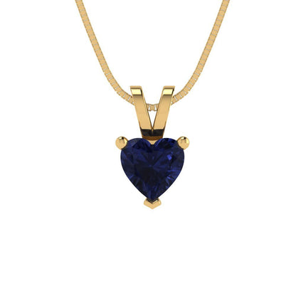 0.5cttw Heart Cut Blue Sapphire Gold-Plated 925 Silver Pendant and 16" Box-Chain Necklace