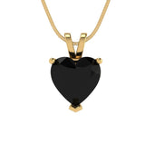 2 ct Brilliant Heart Cut Solitaire Natural Onyx Stone Yellow Gold Pendant with 16" Chain