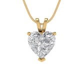 2 ct Brilliant Heart Cut Solitaire Clear Simulated Diamond Stone Yellow Gold Pendant with 16" Chain