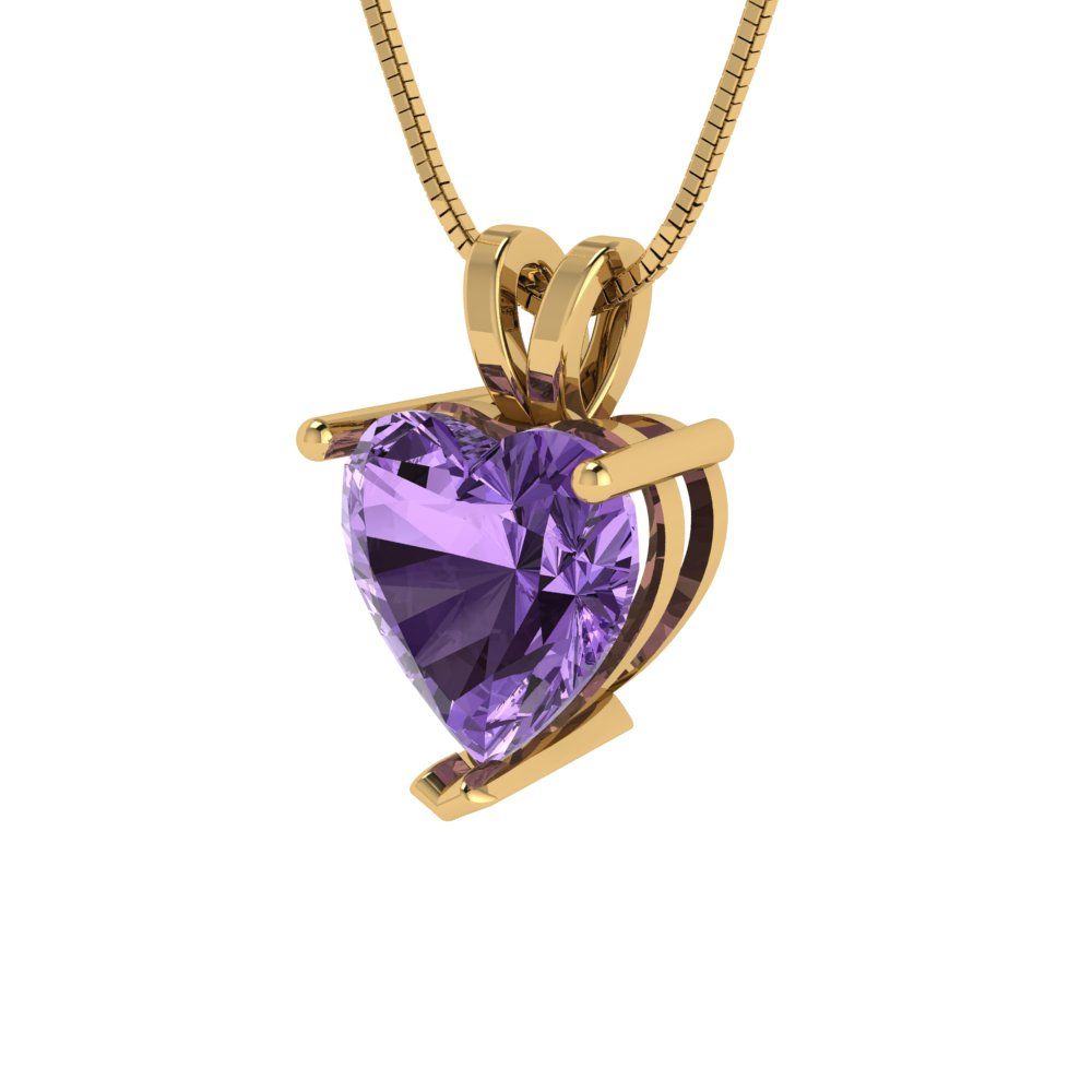 2cttw Heart Cut Alexandrite Gold-Plated 925 Silver Pendant and 16" Box-Chain Necklace