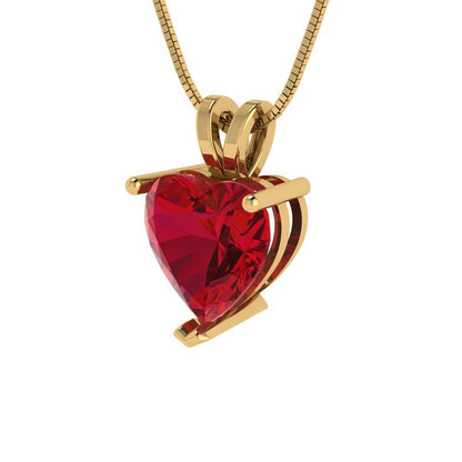 2 tcw Necklace Pendant - 14K White Gold Heart Cut Solitaire  Pink Tourmaline - Adjustable Length - 15in Box Chain to 18in