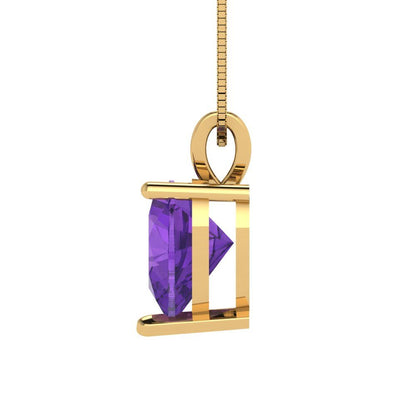 2cttw Heart Cut Amethyst Gold-Plated 925 Silver Pendant and 16" Box-Chain Necklace