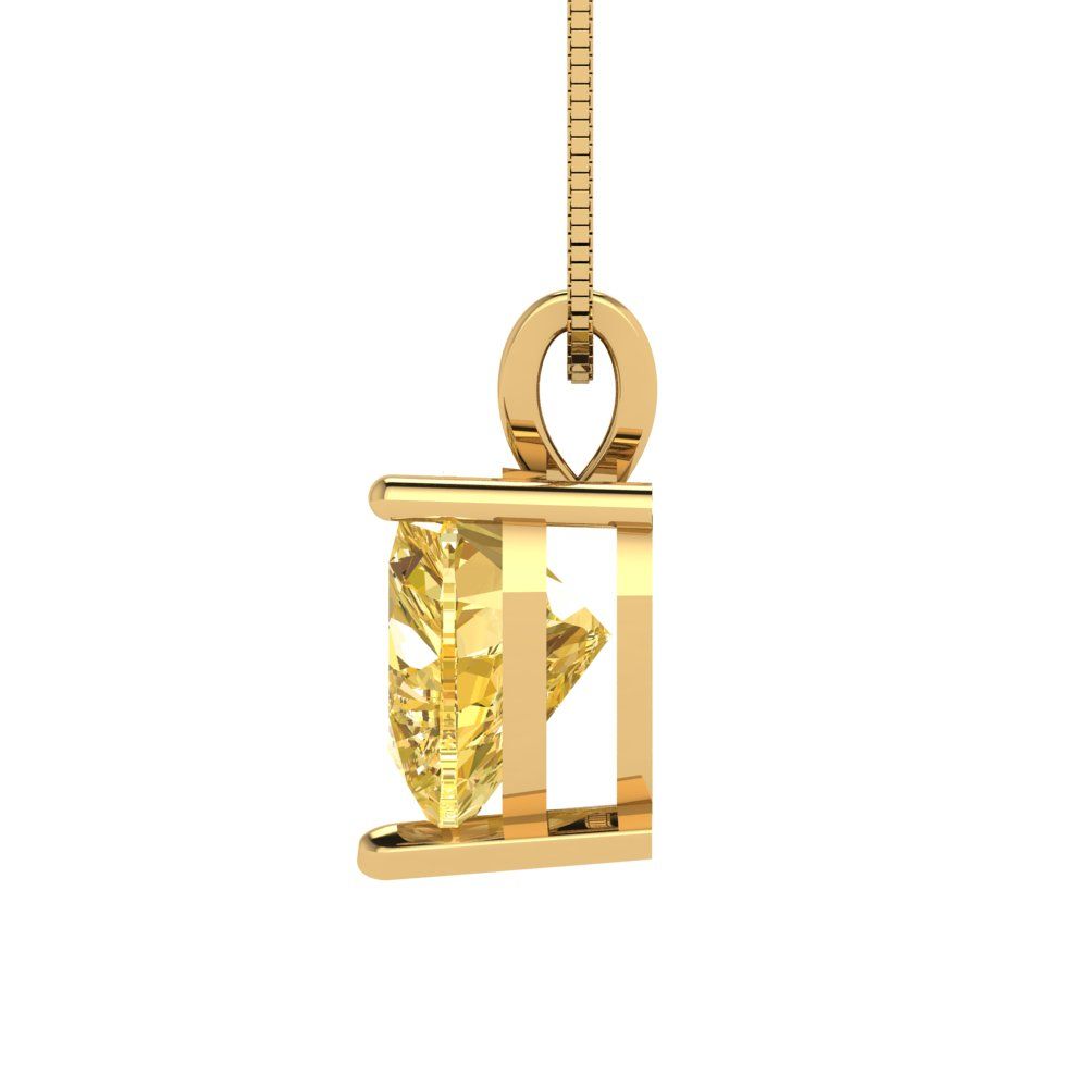 2cttw Heart Cut Citrine Gold-Plated 925 Silver Pendant and 16" Box-Chain Necklace