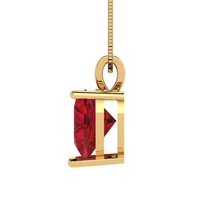 2 tcw Necklace Pendant - 14K White Gold Heart Cut Solitaire  Pink Tourmaline - Adjustable Length - 15in Box Chain to 18in